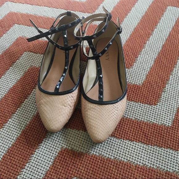 Shoes - Blush and Black Studded Flats